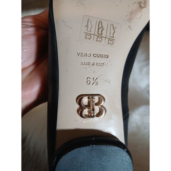 Beautiisoles Leather Chain Pointed Flats Women's 6.5 Made in Italy Navy/White - Picture 6 of 10